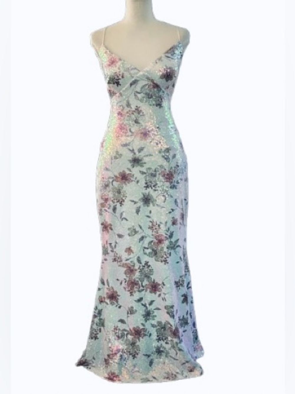 Sparky Floral Gown Sequin CITY STUDIO Mermaid Maxi Flowers Formal Evening Large